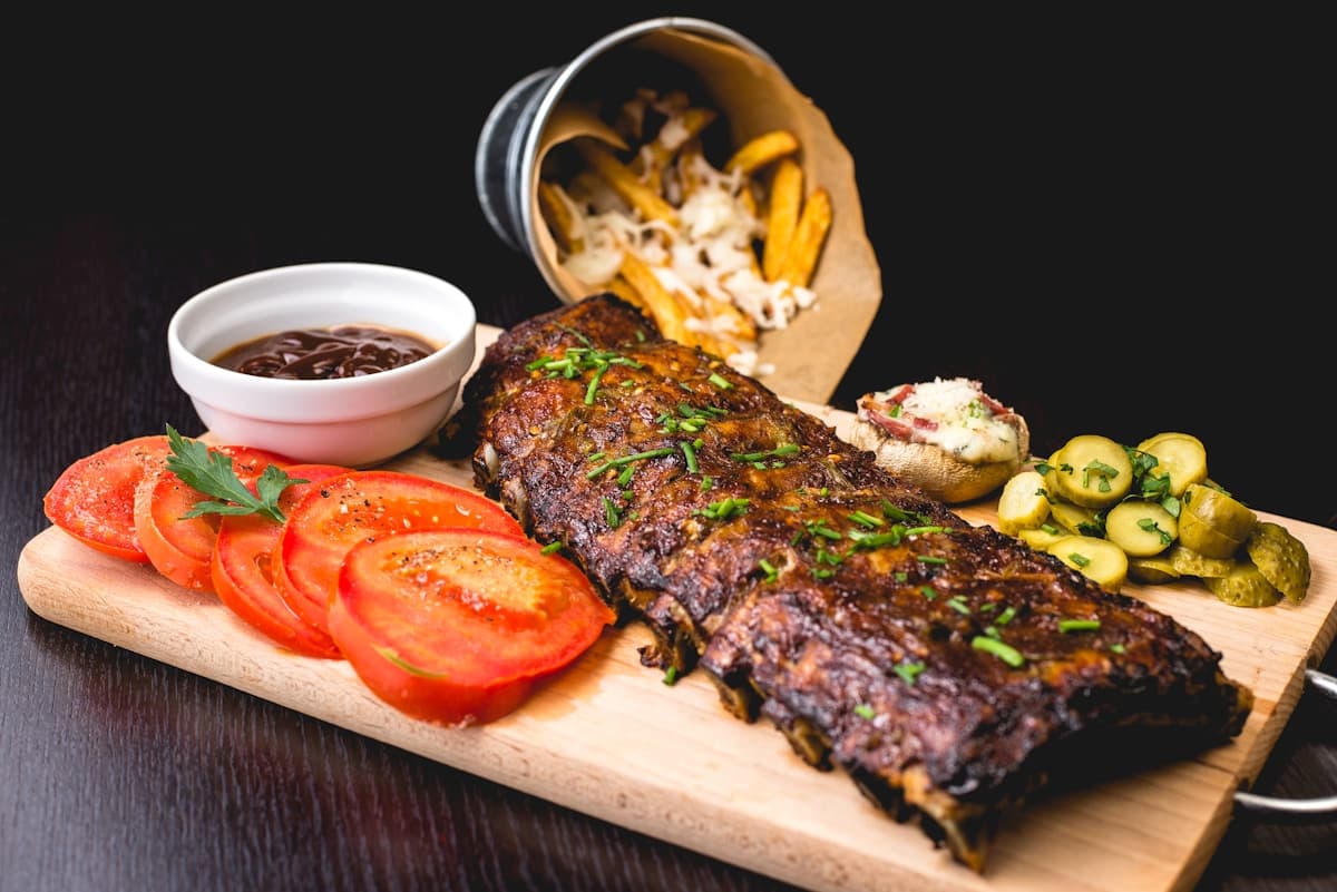 Barbecue-style grilled meats ready to plate